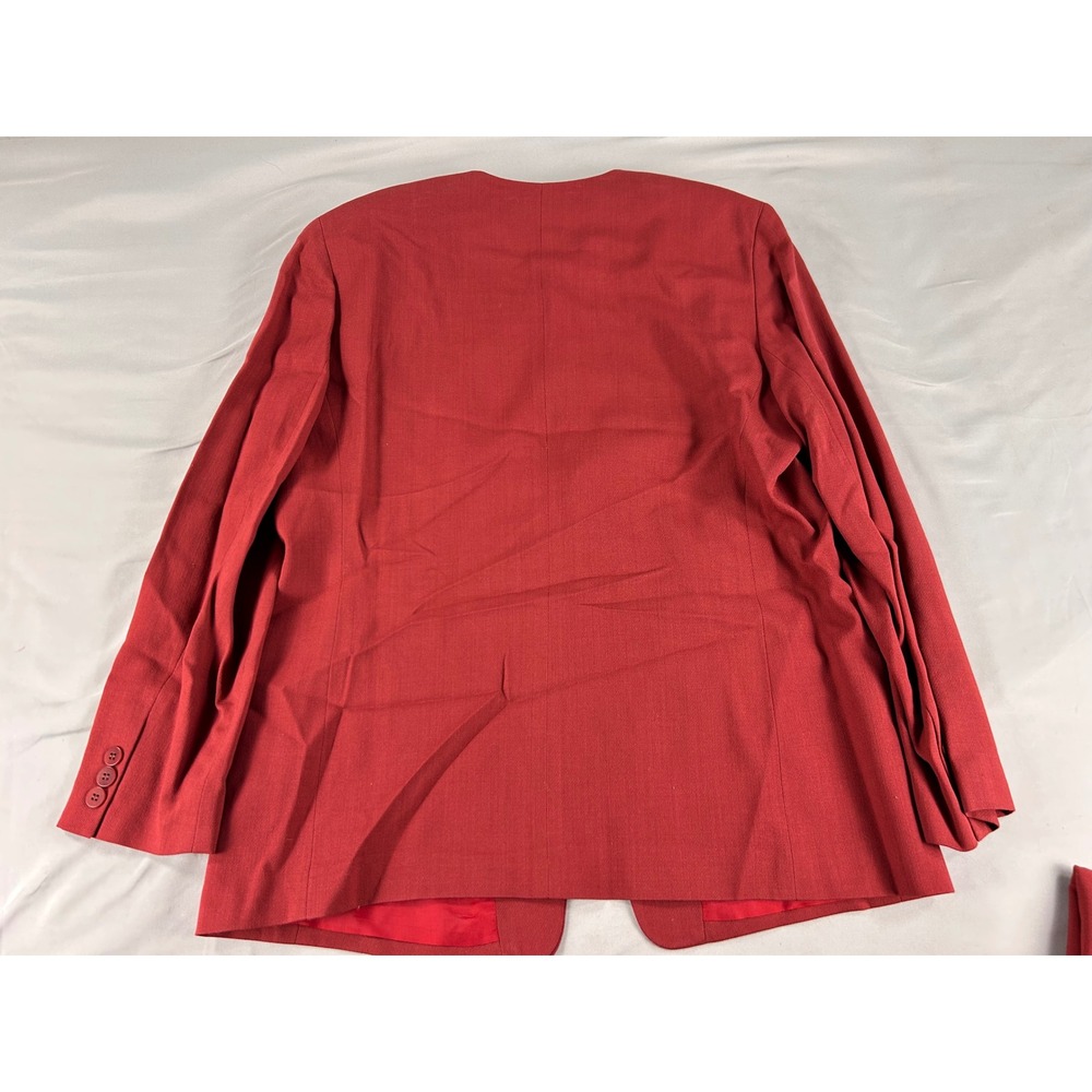 Ann Taylor Red 100% Wool Skirt Suit Set Vintage Made in USA Size 14 Blazer Skirt - Picture 5 of 14